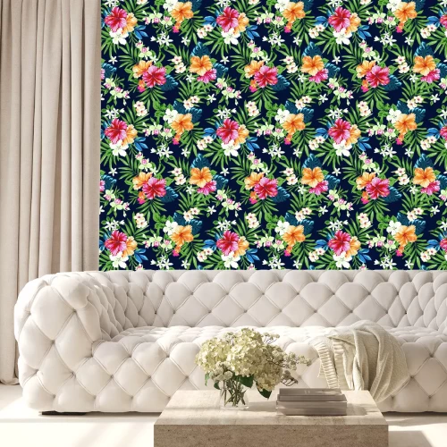 Behang kleurrijke en leuke tropische naadloze druk