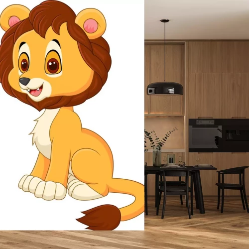 Sticker Leeuwen Afbeeldingen van een leeuwenwelpje met twee slagtanden