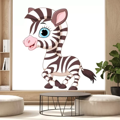 Sticker Leuke zebra poseren geïsoleerd op een witte achtergrond