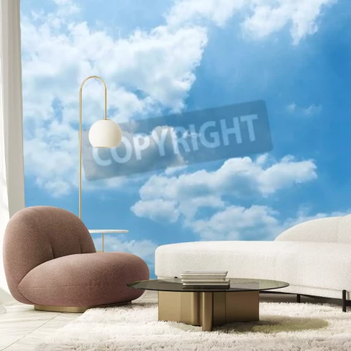 Fotobehang Lucht met witte wolkjes