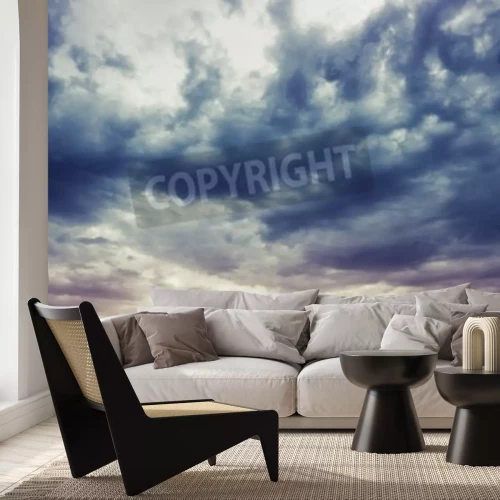 Fotobehang Stormachtige lucht met zwarte wolken