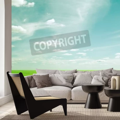 Fotobehang Lucht boven groen gras