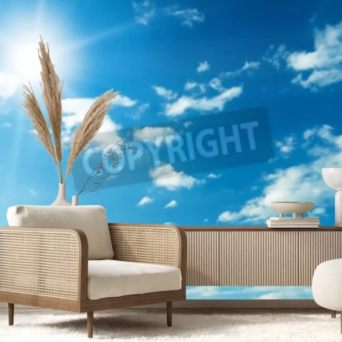 Fotobehang Lucht met zomerse wolken