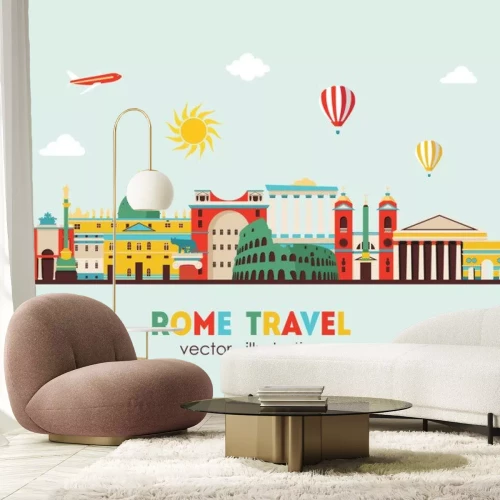 Sticker Rome skyline. vector illustratie