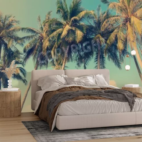 Fotobehang Vintage kokospalmen