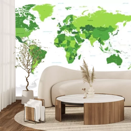 Fotobehang Een wereldkaart in tinten groen