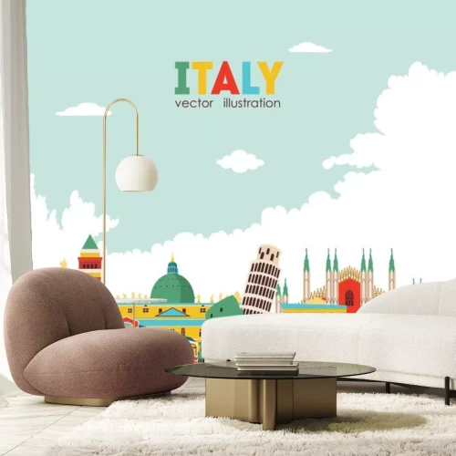 Sticker Italië skyline. vector illustratie