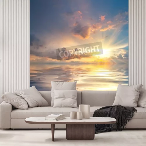 Fotobehang Zonsondergang weerspiegeld in het water