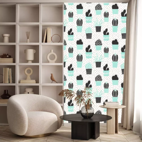 Behang Patroon met cactussen