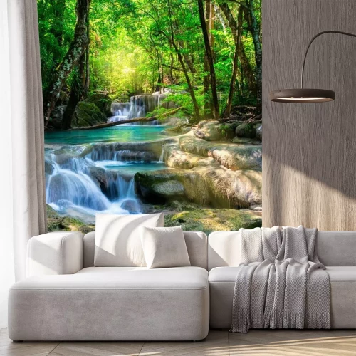 Sticker Kristalheldere waterval in de jungle