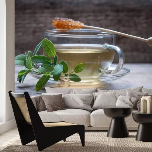 Sticker Vers gezette salie thee met Kandiszuckerstange