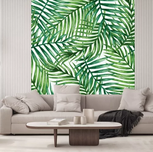 Fotobehang Palmbladeren op witte achtergrond