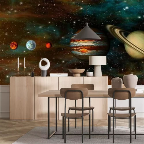 Fotobehang Planeten van het zonnestelsel en de sterrenhemel