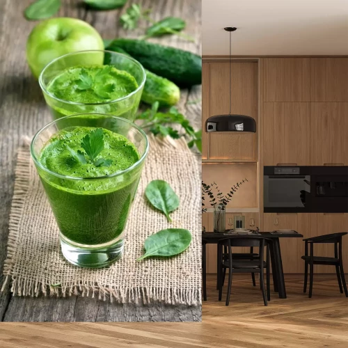 Sticker Groene smoothie versierd met munt