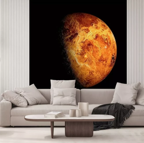 Fotobehang Het oppervlak van Venus op een zwarte achtergrond