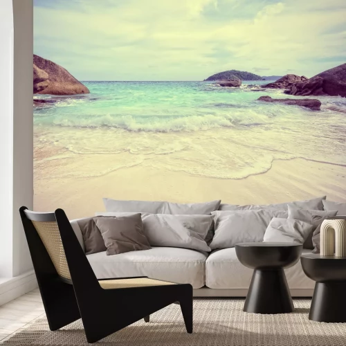 Fotobehang Strand en rotsen bij de zee