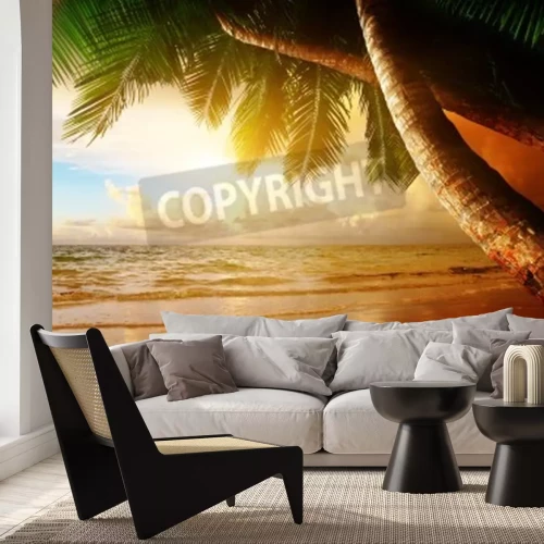 Fotobehang Caraïbische zee en strand