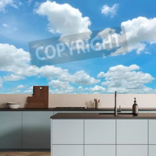 Fotobehang Witte wolken aan een blauwe lucht