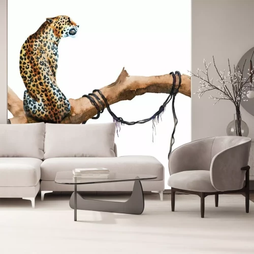 Sticker Waterverf het raster luipaard