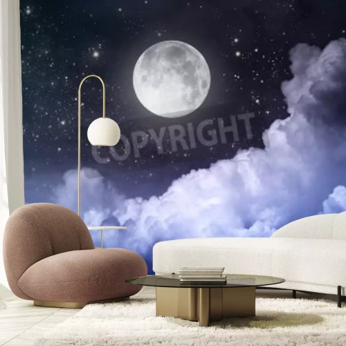 Fotobehang Wolken, maan en sterren