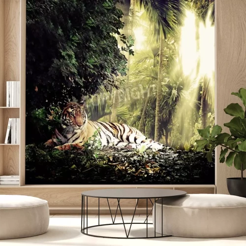 Fotobehang Tijger liggend in de jungle