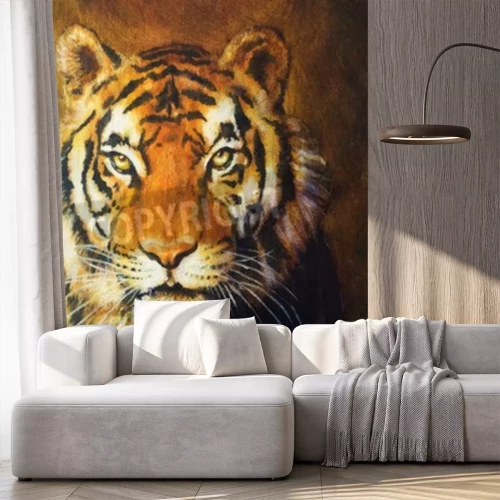 Fotobehang Tijgerportret in olieverf