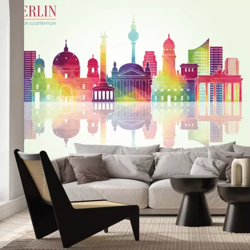 Sticker skyline van Berlijn. vector illustratie