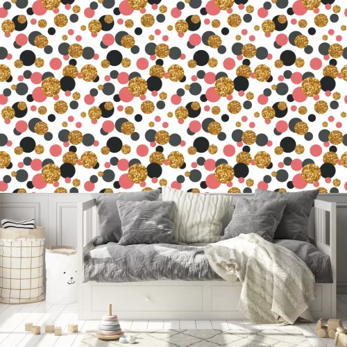 Behang Patroon met stippen van verschillende grootte
