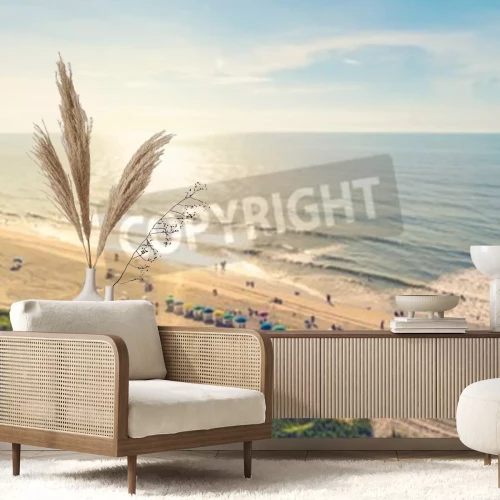 Fotobehang Strand vol toeristen