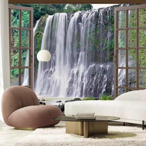 Fotobehang Venster en waterval