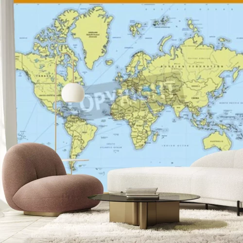 Fotobehang Wereldkaart met kompas