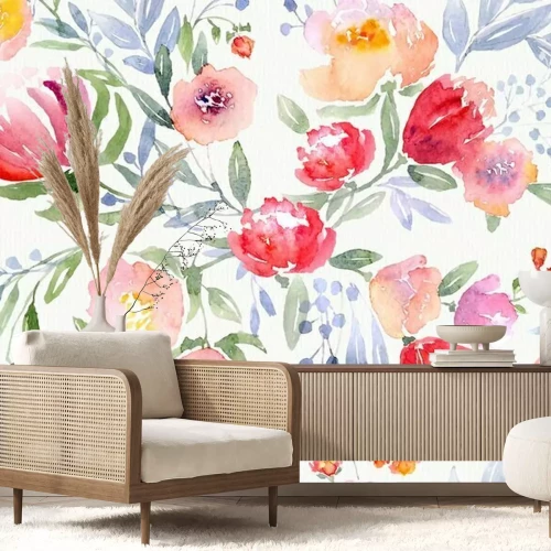 Fotobehang Aquarel bloemenpatroon