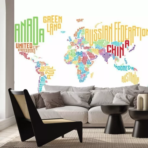 Fotobehang Typografische kleurenwereldkaart