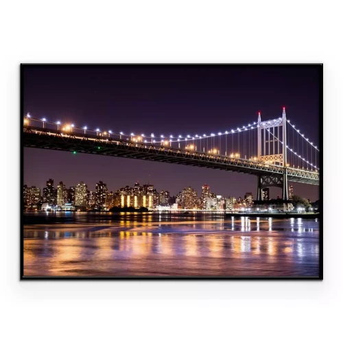 Poster Nachtzicht van New York met de brug