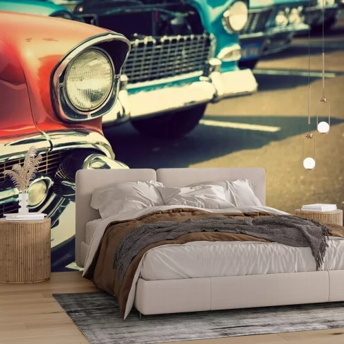 Fotobehang Klassieke auto's op een rij