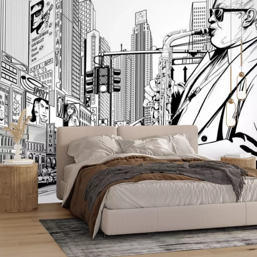 Fotobehang 3D muziek op de straten van New York