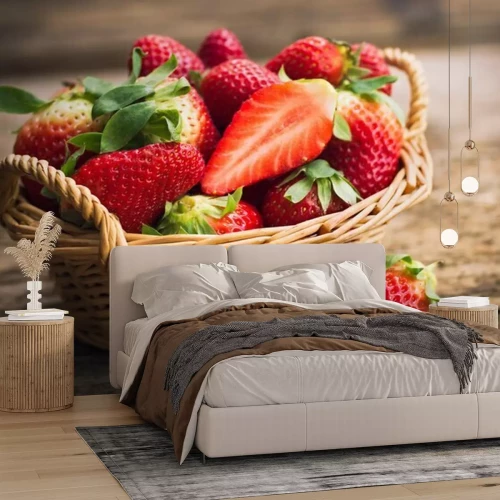 Fotobehang Aardbeien in een mandje