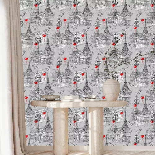 Behang Parijs. Vintage naadloze patroon 3