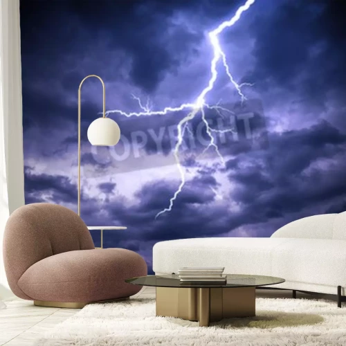 Fotobehang Lucht met bliksemschichten