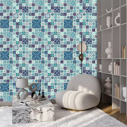 Behang Vector naadloze textuur. Mooie patchwork patroon voor design en mode met decoratieve elementen
