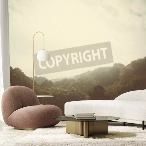 Fotobehang Beboste bergen in vintage