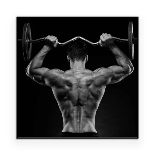 Poster Gespierde man die een halter optilt