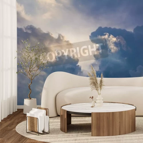 Fotobehang Blauwe lucht met wolken