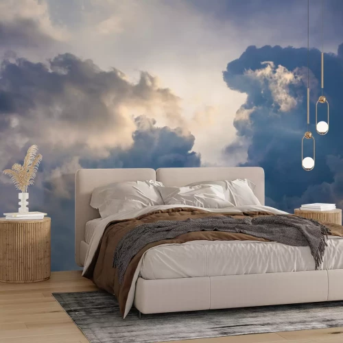 Fotobehang Blauwe lucht met wolken