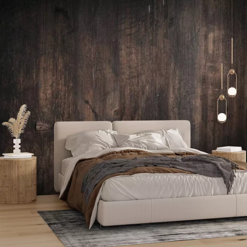 Fotobehang Houten panelen in een donkere tint