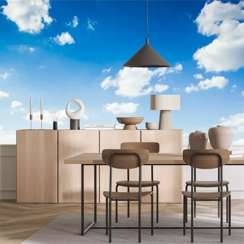 Fotobehang Helderblauwe lucht met wolken