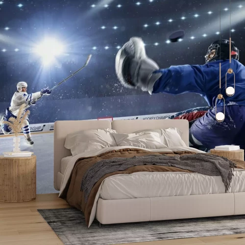 Fotobehang Hockeyspelers tijdens een wedstrijd op de ijsbaan