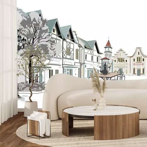 Fotobehang Een charmant café in de oude stad