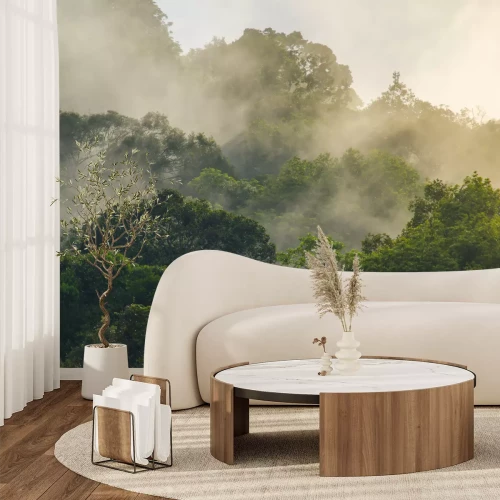 Fotobehang Tropisch bos in de mist