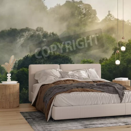 Fotobehang Tropisch bos in de mist